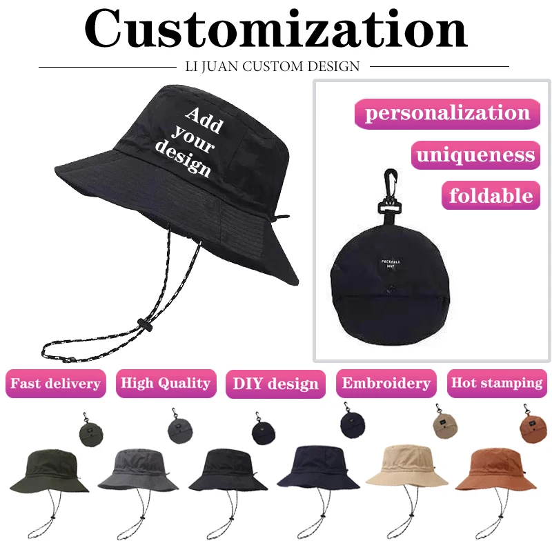 Customized New Summer Waterproof Fisherman Cap Outdoor Fishing and Hiking Hat Foldable Storage Sun Shading and Sun Protection
