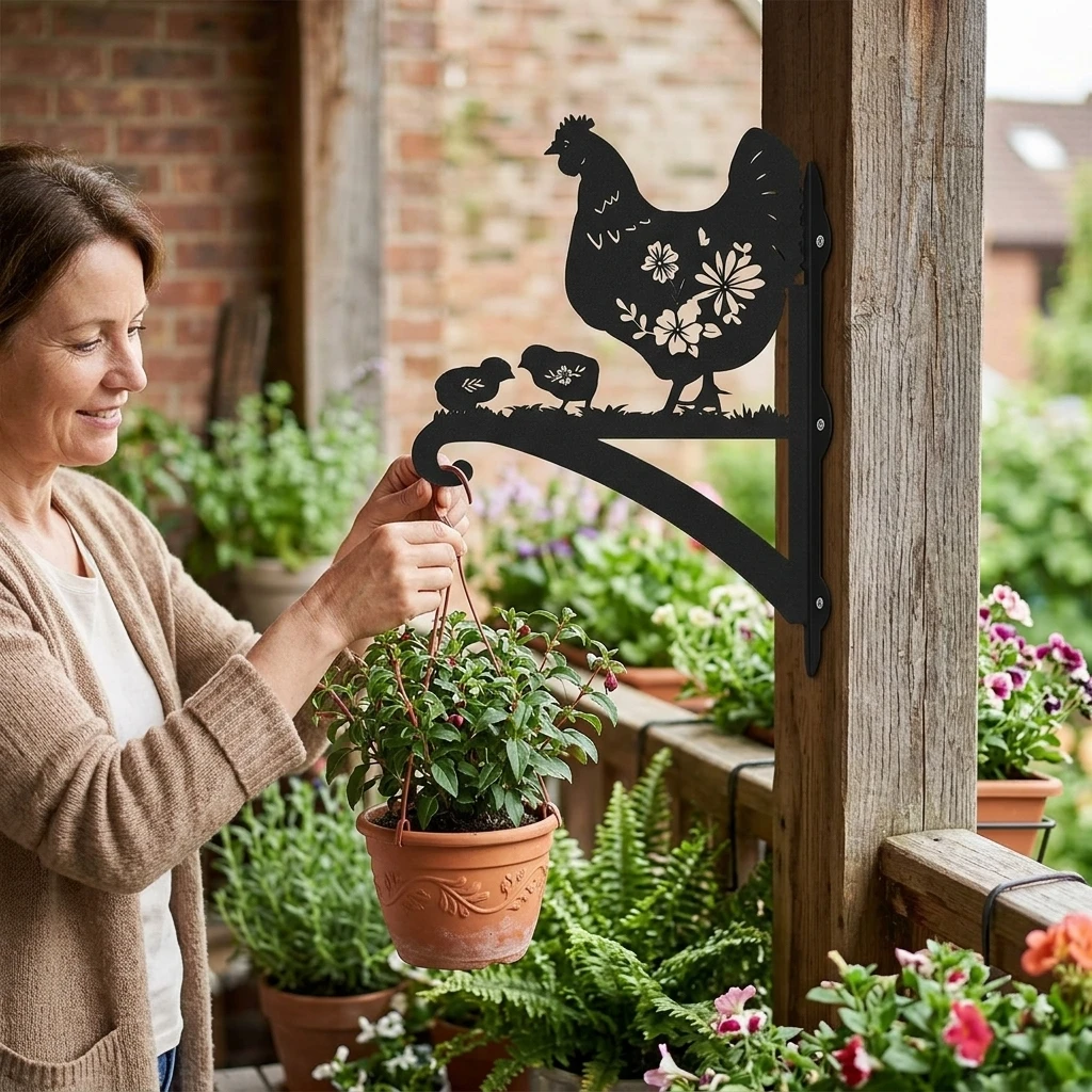 Garden Balcony Plant Hanger Animal Silhouette Metal Bracket Rust-proof Hanging Basket Hook for Outdoor Wall Ceiling Decor