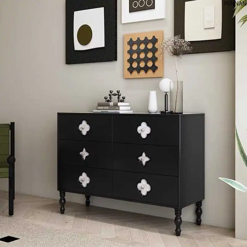 Retro all solid wood six-chest cabinet, chest of drawers, storage cabinet, bedroom storage bucket cabinet, household