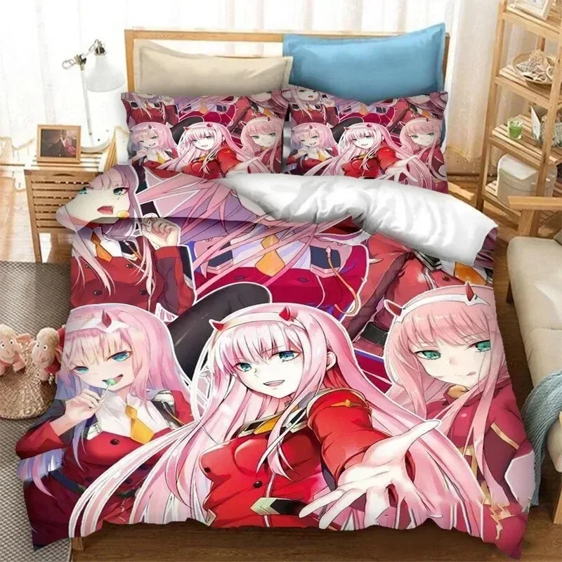 

3D Print Cartoon DARLING in the FRANXX Zero Two 02 Bedding Set Boys Girls Twin Queen Size Duvet Cover Pillowcase Bed Kids Adult