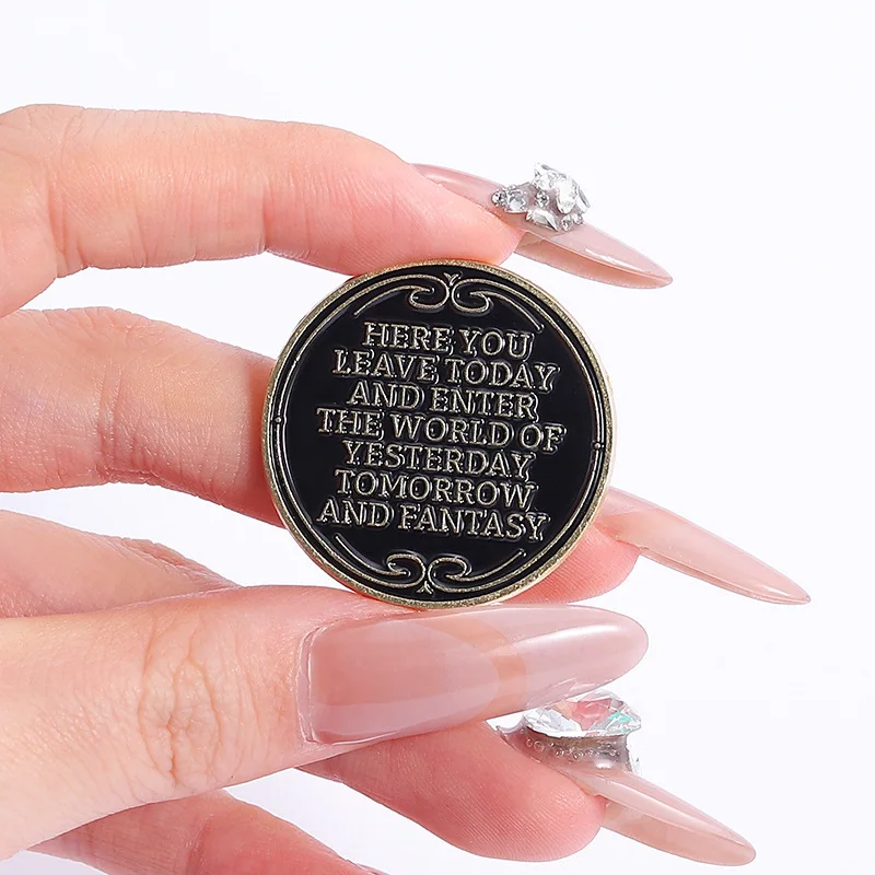 Here You Leave Today And Enter The World Of Yesterday Tomorrow And Fantasy Quotes Magic Kingdom Enamel Pin Badge Jewelry ﻿
