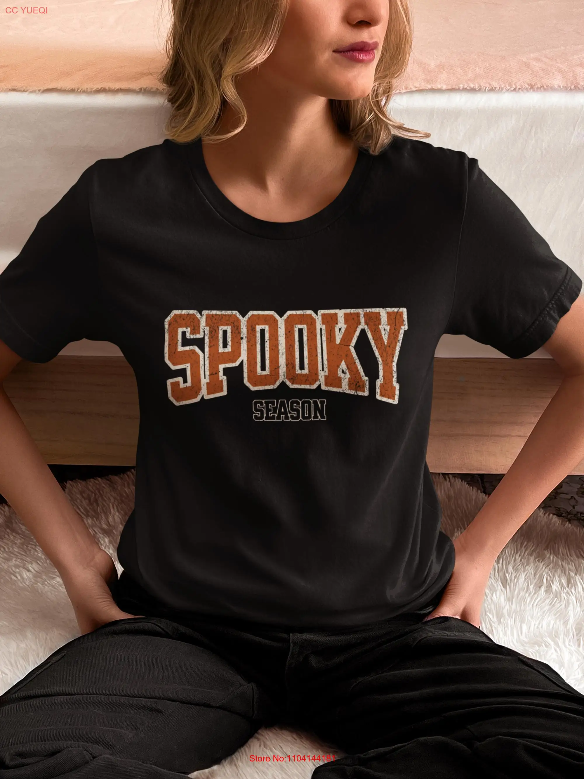 

Spooky Season T Shirt Womens Halloween Costume Trendy tee for fall long or short sleeves