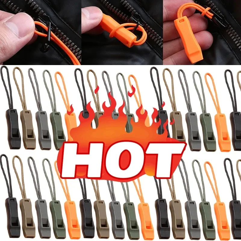 Outdoor Survival Whistle Camping Hiking Rescue Emergency Whistle Diving Survival Whistle Zipper Pull Combo for Backpack Tent