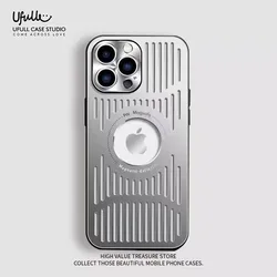 Metal Magnetic Heat dissipation Phone Cover For iPhone 12 13 14 15 16 Pro Max 16 Plus Magnetic Wireless Charging Ventilate Case