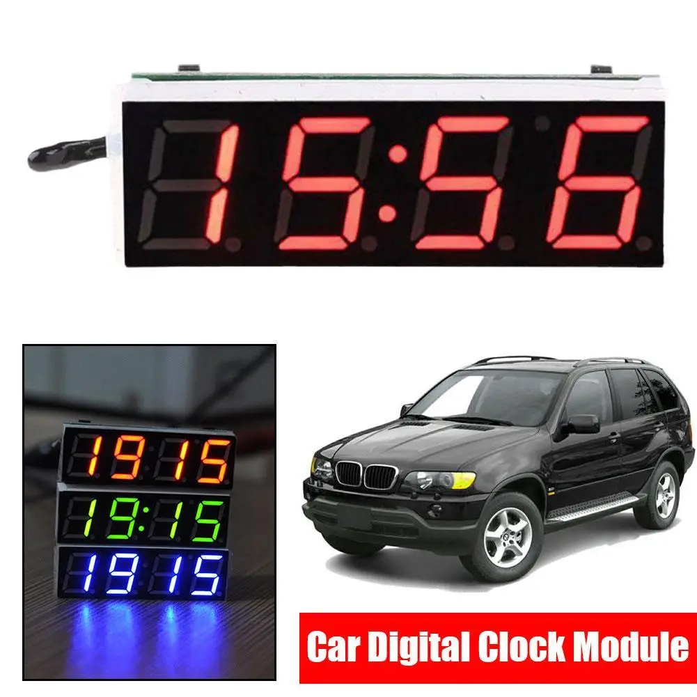 Car Digital Clock Module Dashboard Electronic Clock 3 In 1 Time Thermometer Voltmeter Display Home Auto Iinterior Accessories