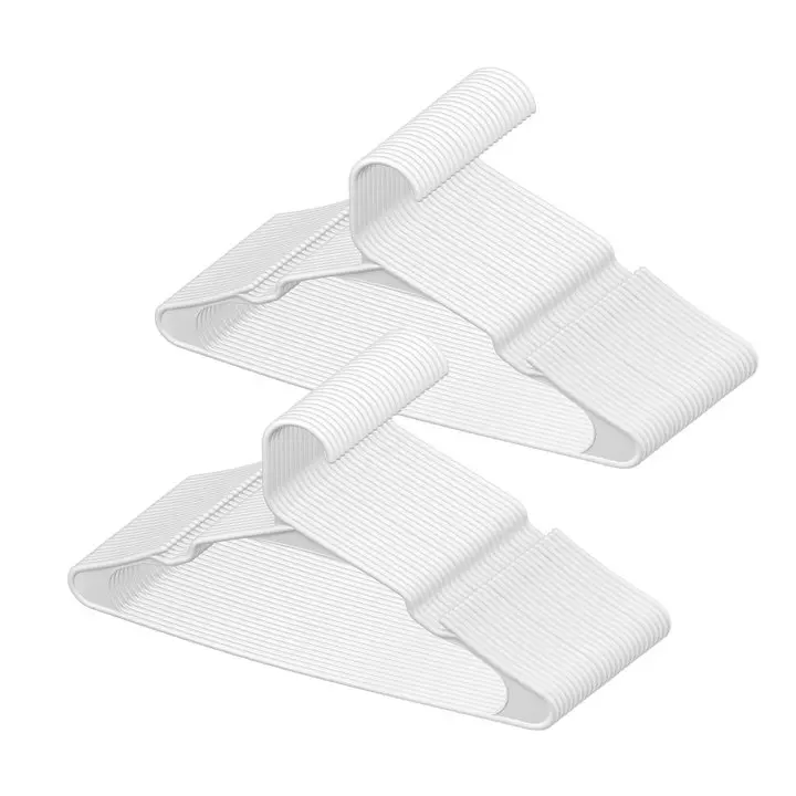 VEVOR Hangers 50 Pack Plastic Hangers w/ Stable Triangular Top Structure & Wider Notch Non-Slip Fit for T-Shirt Shirt Sling Pant