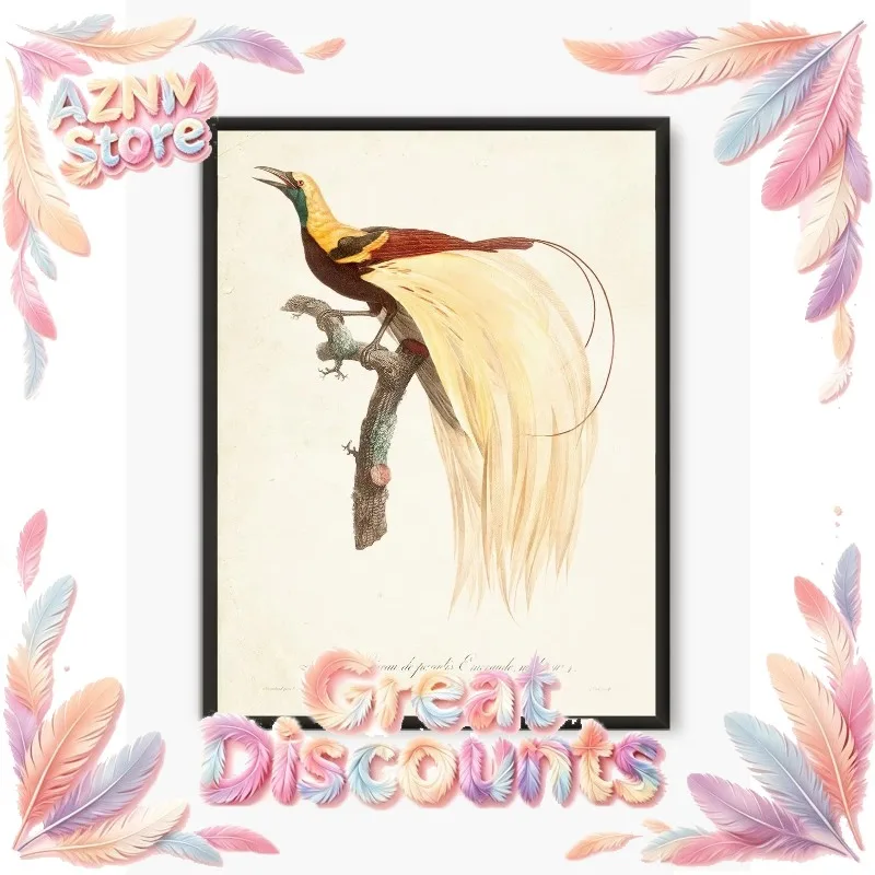 2026 Vintage Wildlife Poster Heron Raven Pink Flamingo Bird Blu Paradise Bird Canvas Print Living Room Retro Wall Art Decorati