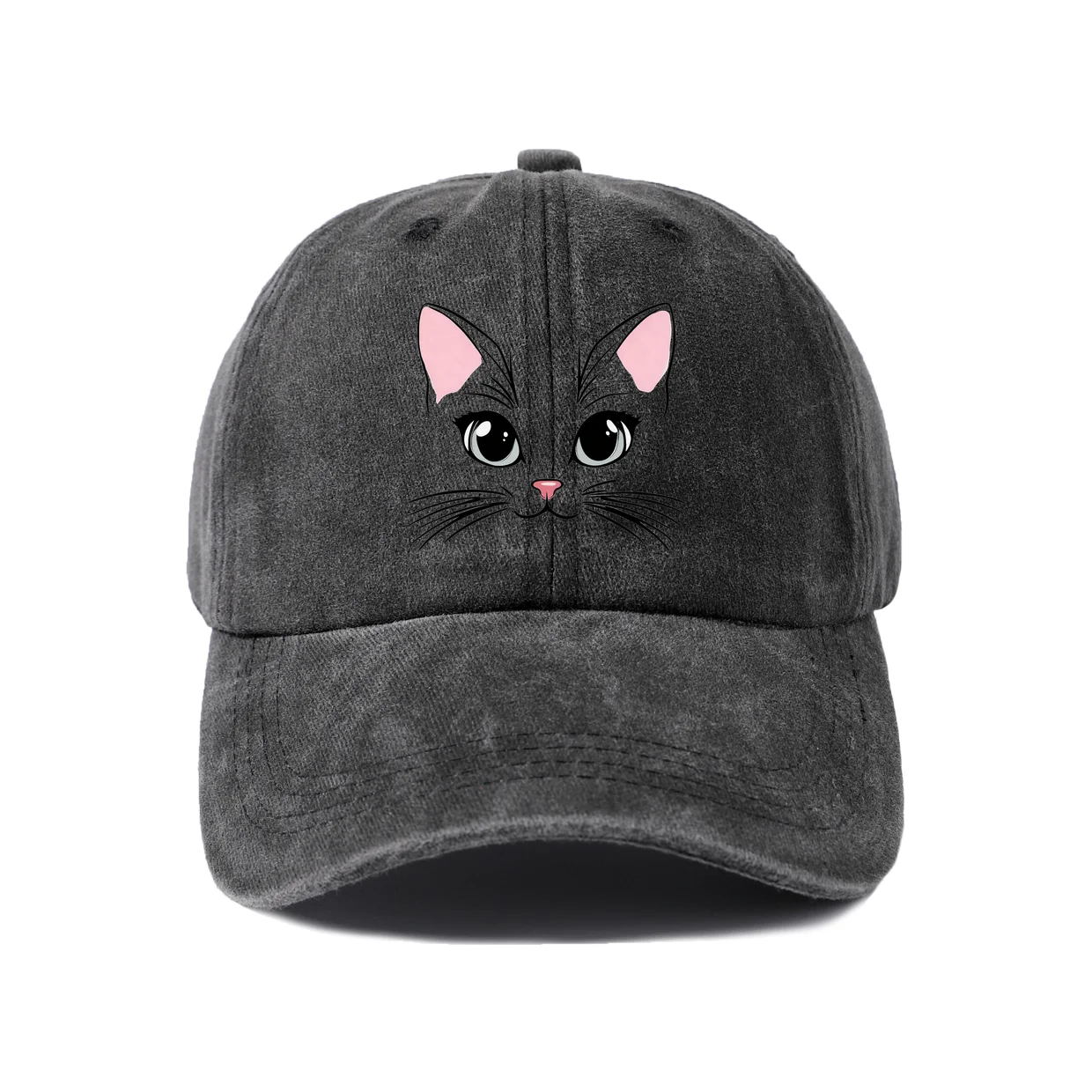 Pink Fantasy Eyes Graphic Vintage Washed Baseball Cap, Adjustable Unisex Dad Hat, Weekend Gift
