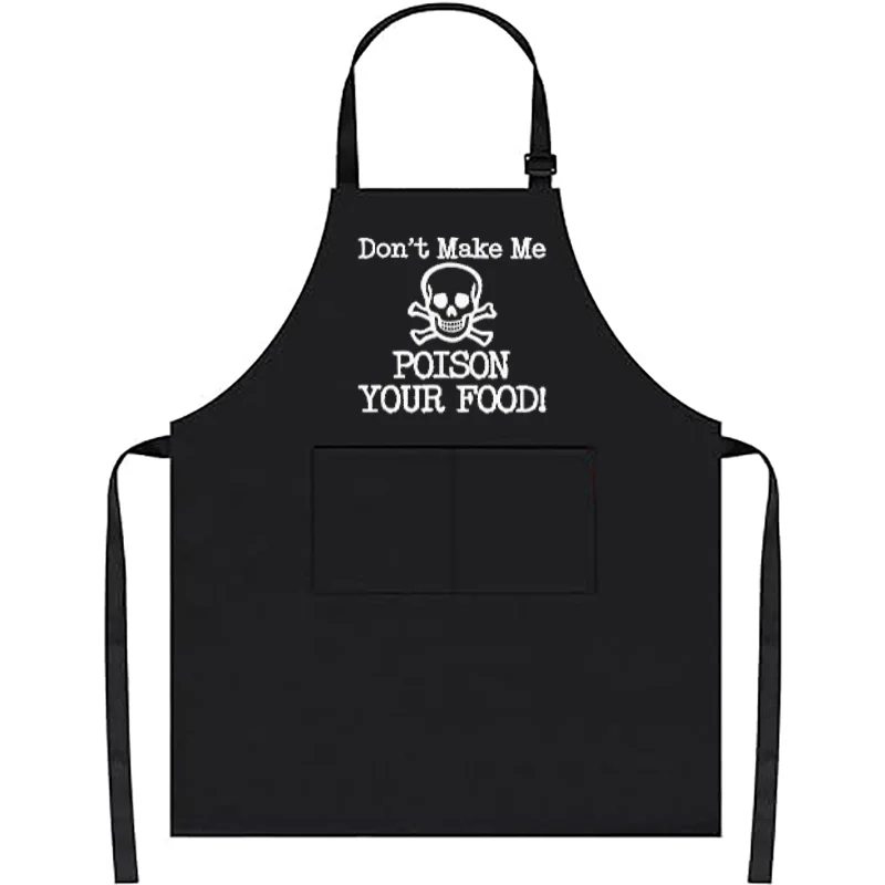 

Don't Make Me Poison Your Food! Halloween Bib Apron with 2 Pockets for Cooking Kitchen Aprons for Women Men BBQ Party Supplies