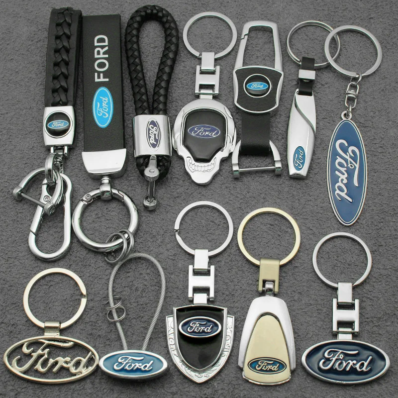 1 pçs 3d metal/couro estilo do carro chaveiro para ford fiesta mondeo fusão escape shelby auto chaveiro acessórios