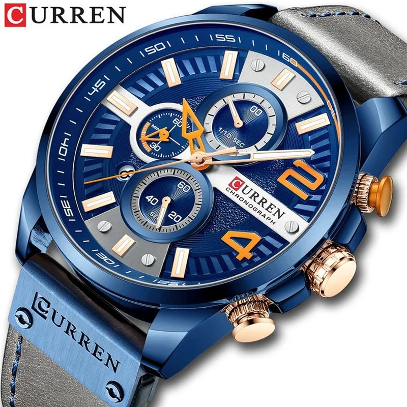 CURREN Fashion Sport Watches orologio da polso cronografo da uomo orologio da uomo di lusso con data di marca superiore orologio da uomo in pelle