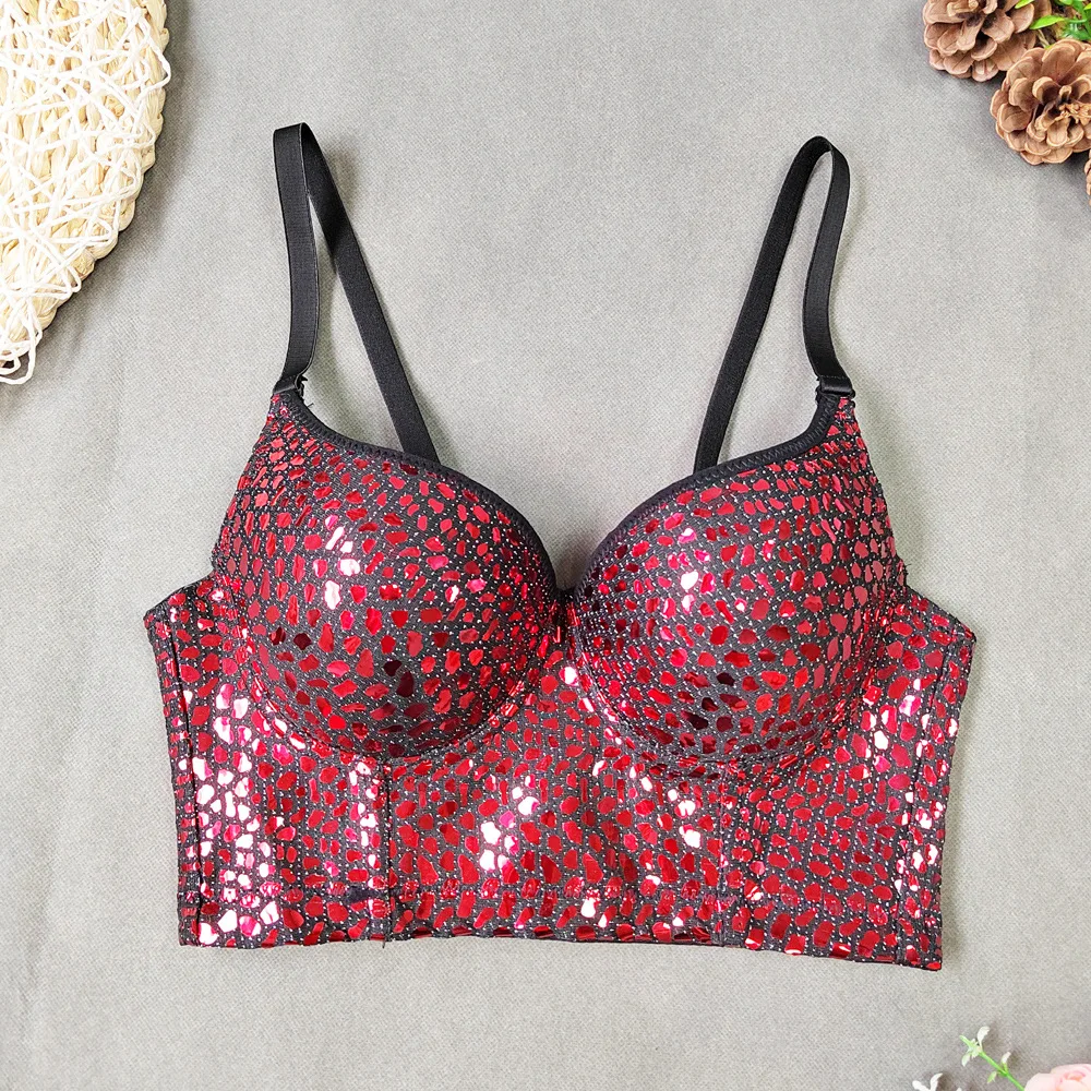 Biustonosz rybia ość na zamówienie do noszenia na zewnątrz, czysta pokusa, klub nocny DS, błyskawiczny, bez ramiączek, ultra krótki, odsłaniający brzuch, do tańca.