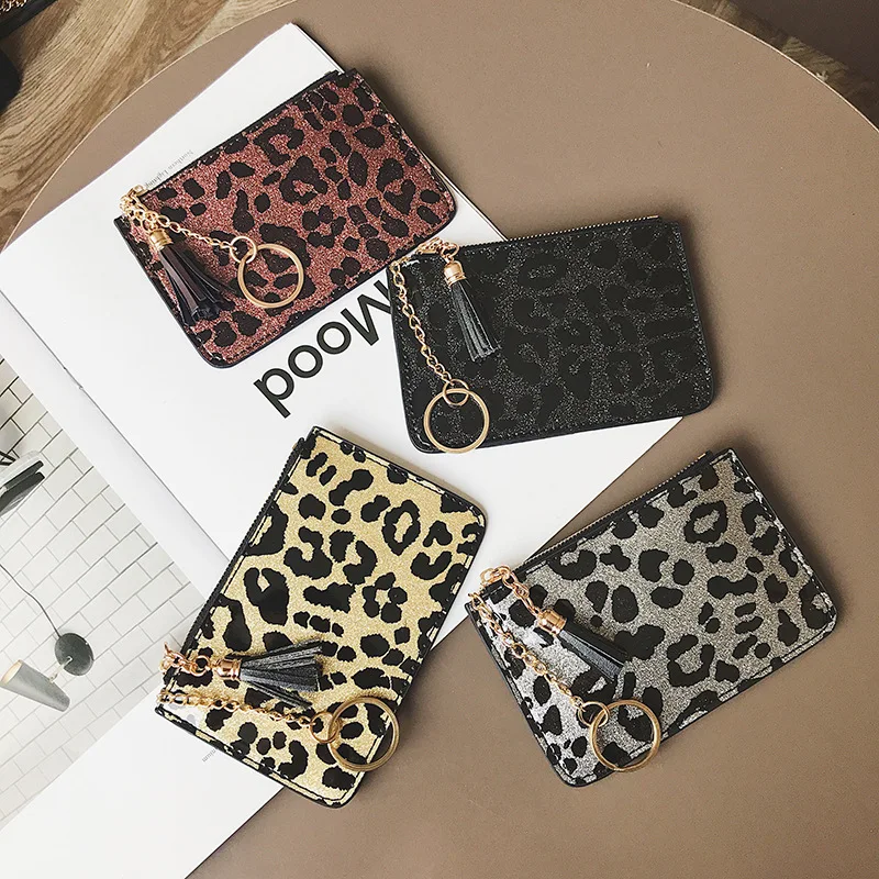 Small Cheetah Print Zipper Wallet Leopard Design Womens Coin Purse