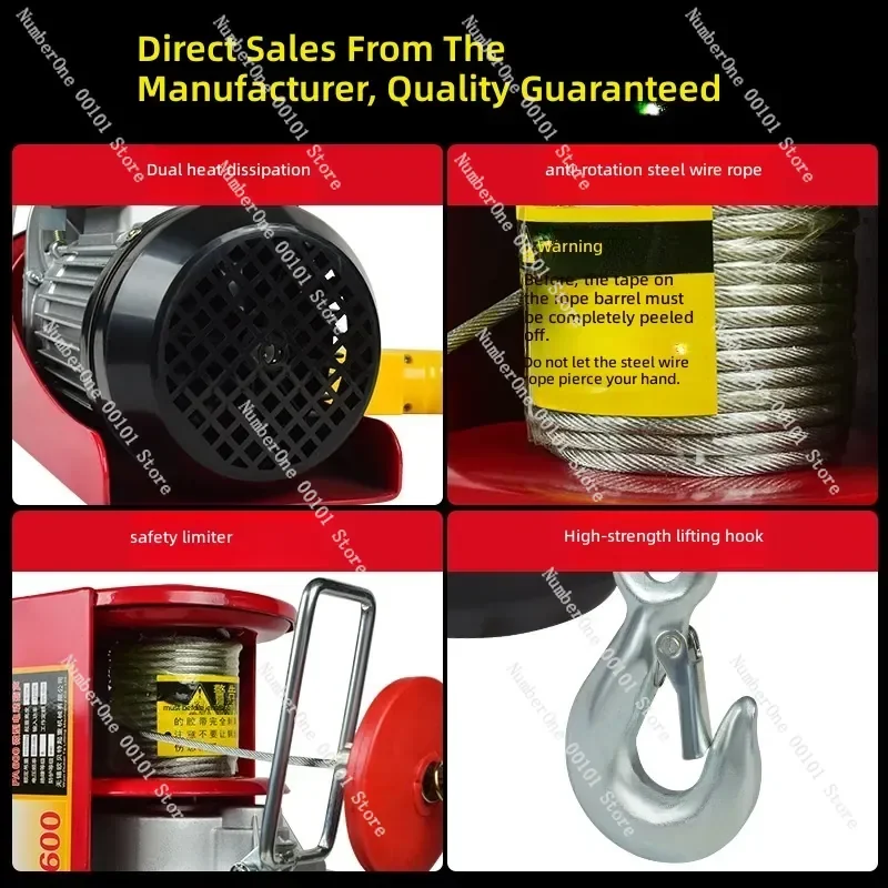 Miniature Electric Hoist 220V Small Household Crane Micro Lifting Device for Home Use Compact Portable Hoist