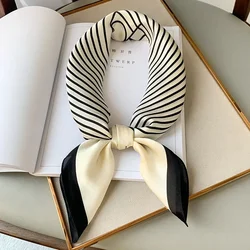 Luxury Brand Silk Square Plaid Scarf Women Satin Neck Hair Tie Band Soft work neckerchife 2024 NEW Hijab Head Female Foulard