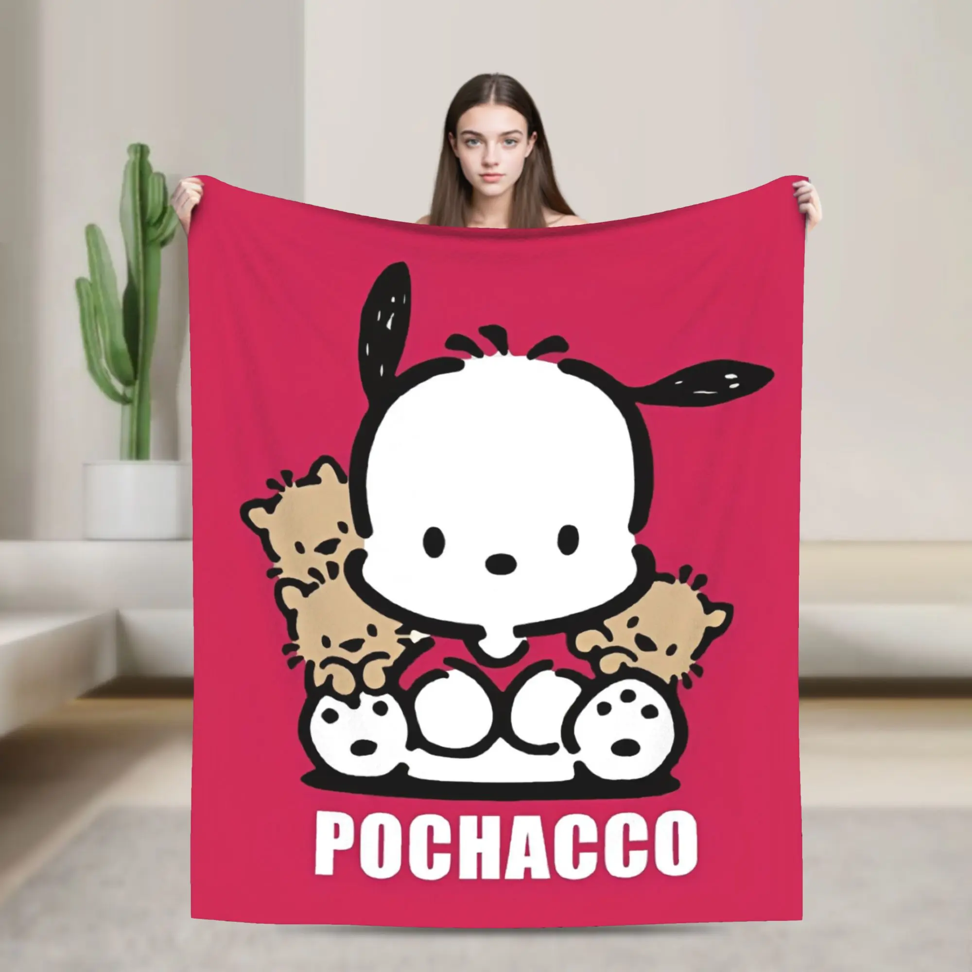 

Pochacco Pattern Blanket Cover Fleece Cute Dog Warm Throw Blanket for Outdoor Travel Bedspread