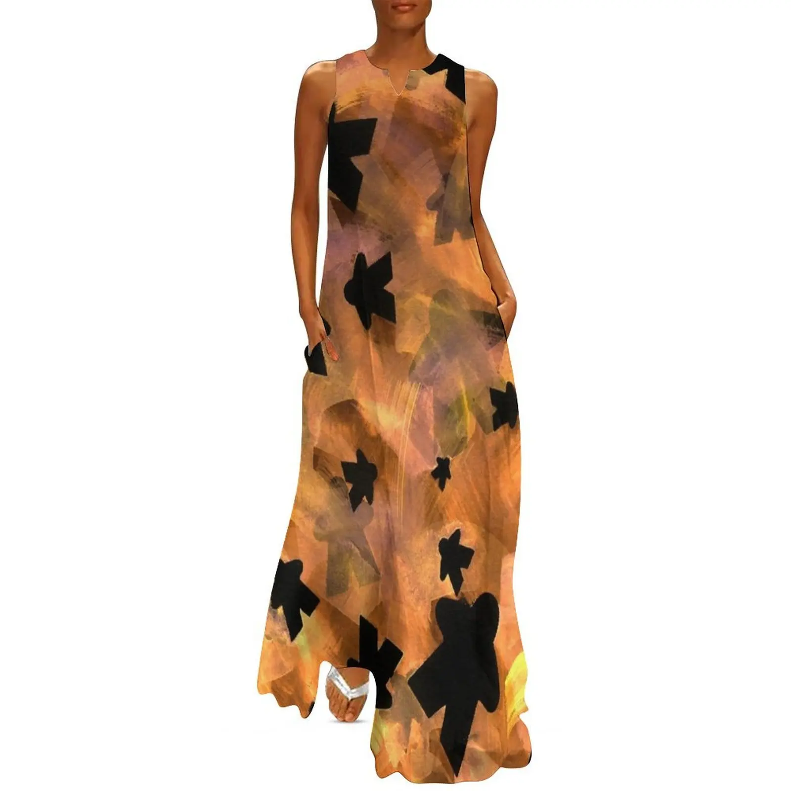 

Halloween Game Room Decor Black and Orange Meeple Long Dress dresses for woman 2025 elegant dresses plus sizes