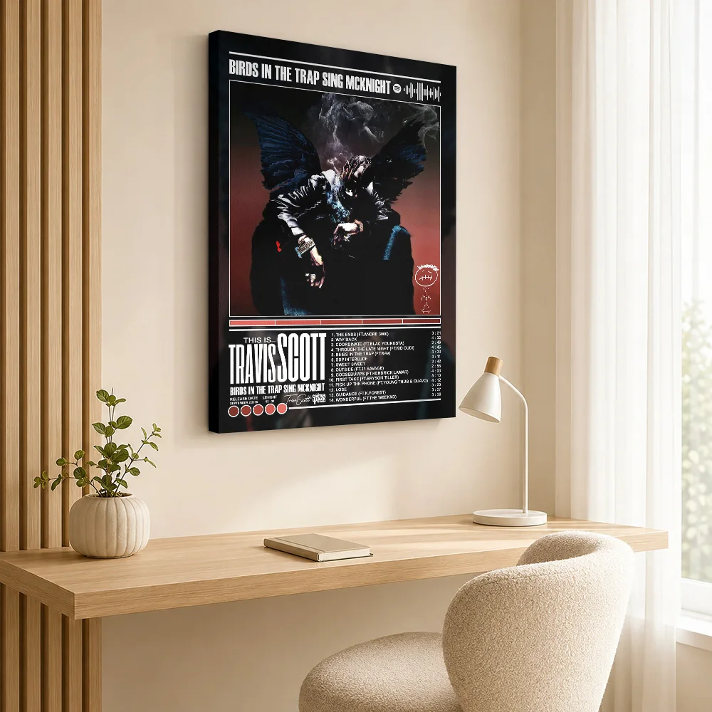 Birds in the Trap Sing McKnight Framed Canvas Print Poster Personalized Modern Aesthetic Canvas Wall Art for Dining Room Decor