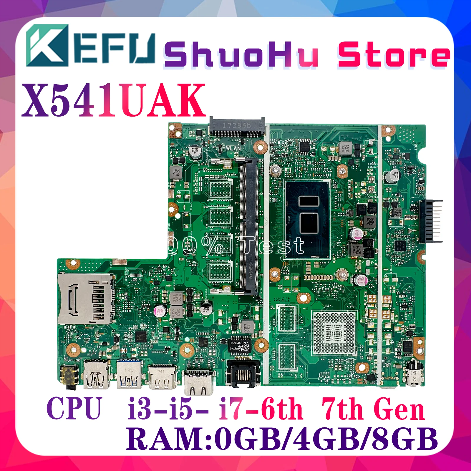 KEFU X541UAK Laptop Motherboard X541UA R541U A541U X541UJ F541U X541U K541U For ASUS Mainrboard I3 I5 I7 0G/4G/8G-RAM UMA