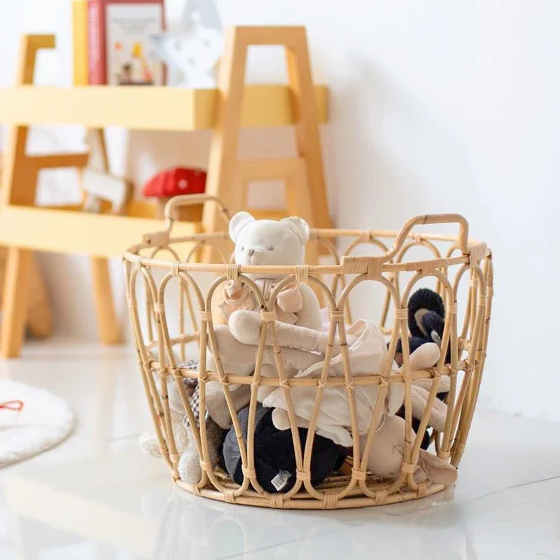 European Rattan Woven Storage Basket - Japanese Style Bathroom and Bedroom Dirty Clothes Basket, Elegant Laundry Organizer