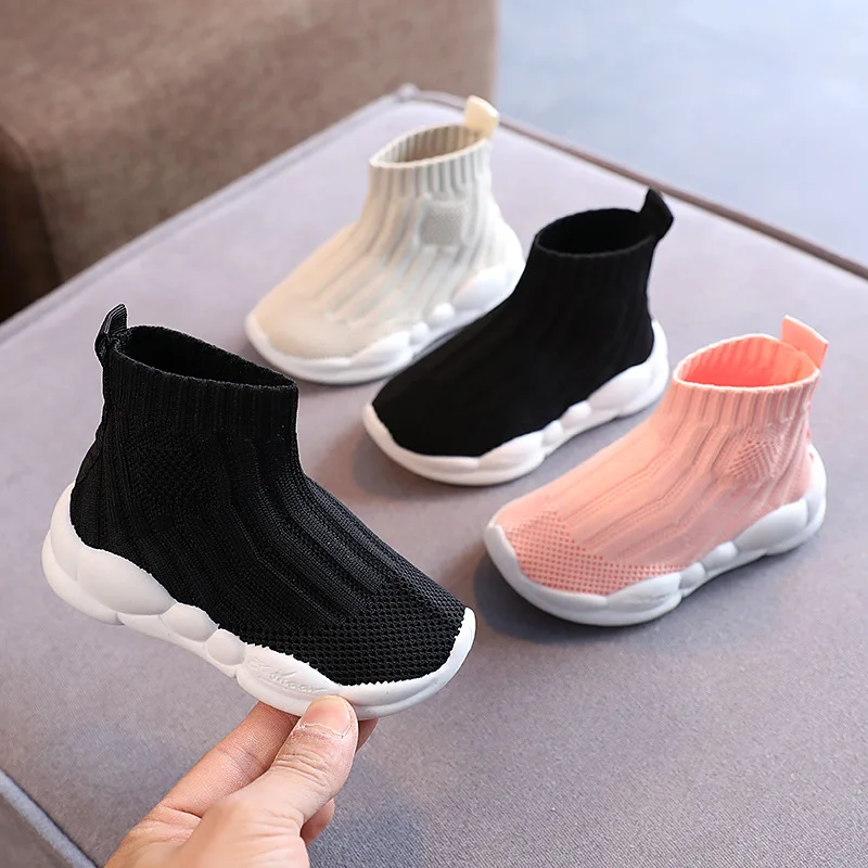 Fashion Design Children Shoes All Seasons Kids High Sneakers Soft Breathable Mesh Unisex Boys Girls Casual Sport Shoes