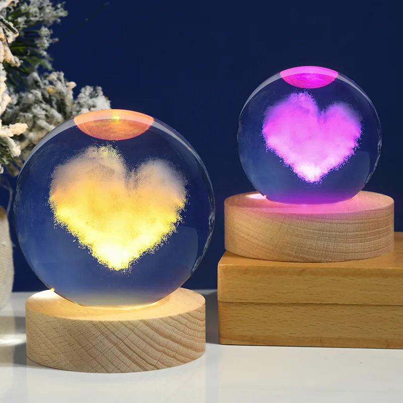 Creative 6cm 8cm Solar System Planet Crystal Ball Night Light 3D Laser Engraved Galaxy Moon LED Light Home Decorations Kids Gift