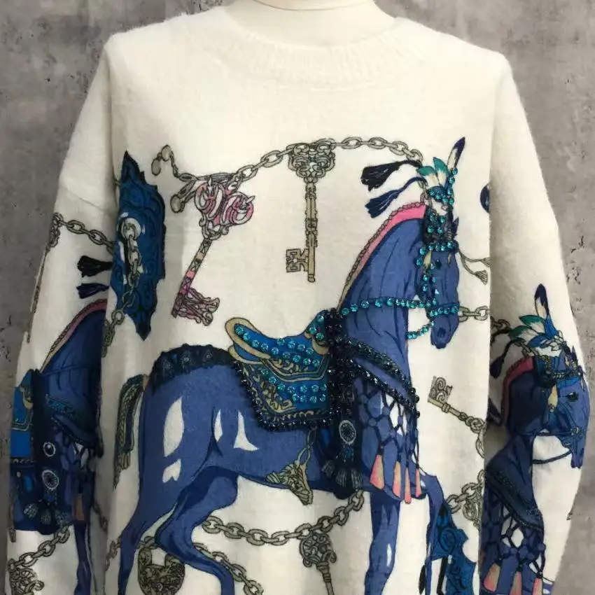 New Sparkling Rhinestones Autumn Winter Casual Sweater Women's Knitwear Slim Fit Pullover Outwear Knitted Jumpers Woman Clothes