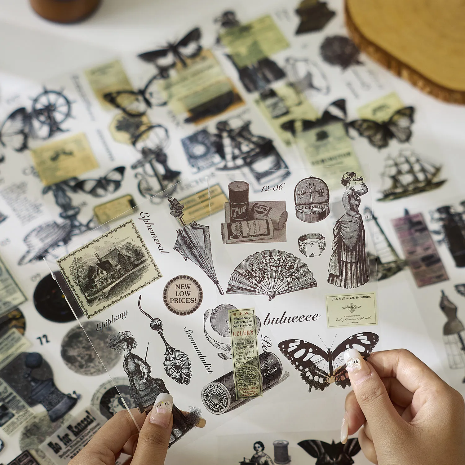 JIANQI 20sheets Vintage Cute Sticker Book Girl Decorative Stickers PET Material Scrapbooking Label Diary Stationery Album image 4