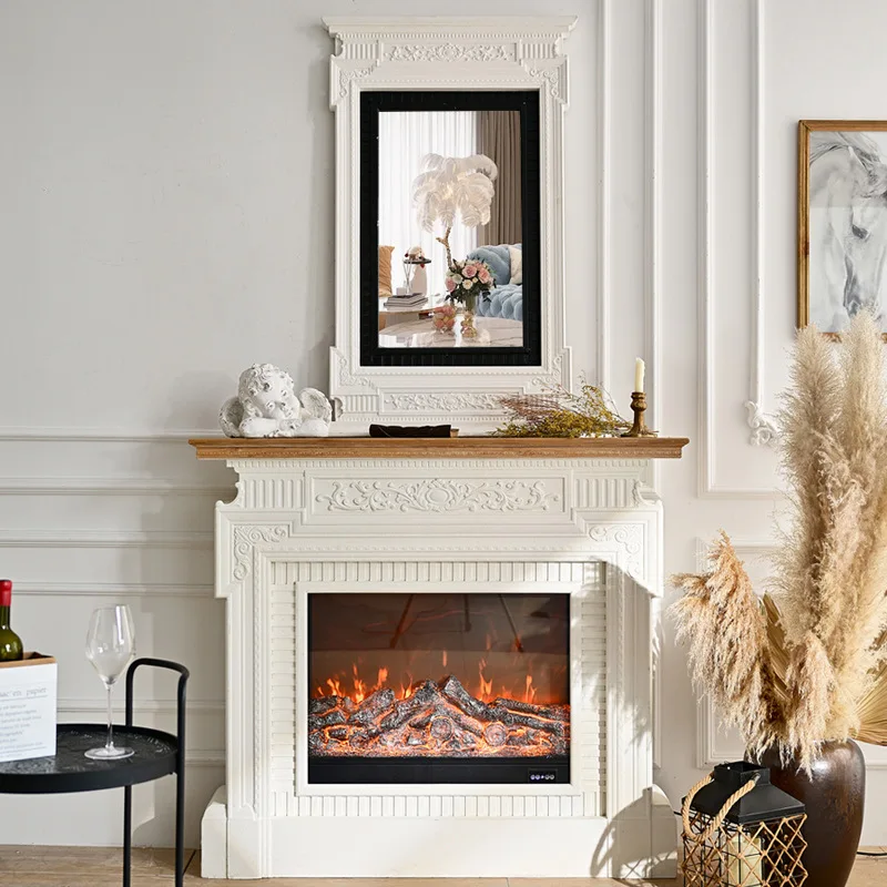 Cream wind simulation stove firewood indoor heater living room wall decorative cabinet hearth fireplace cabinet household