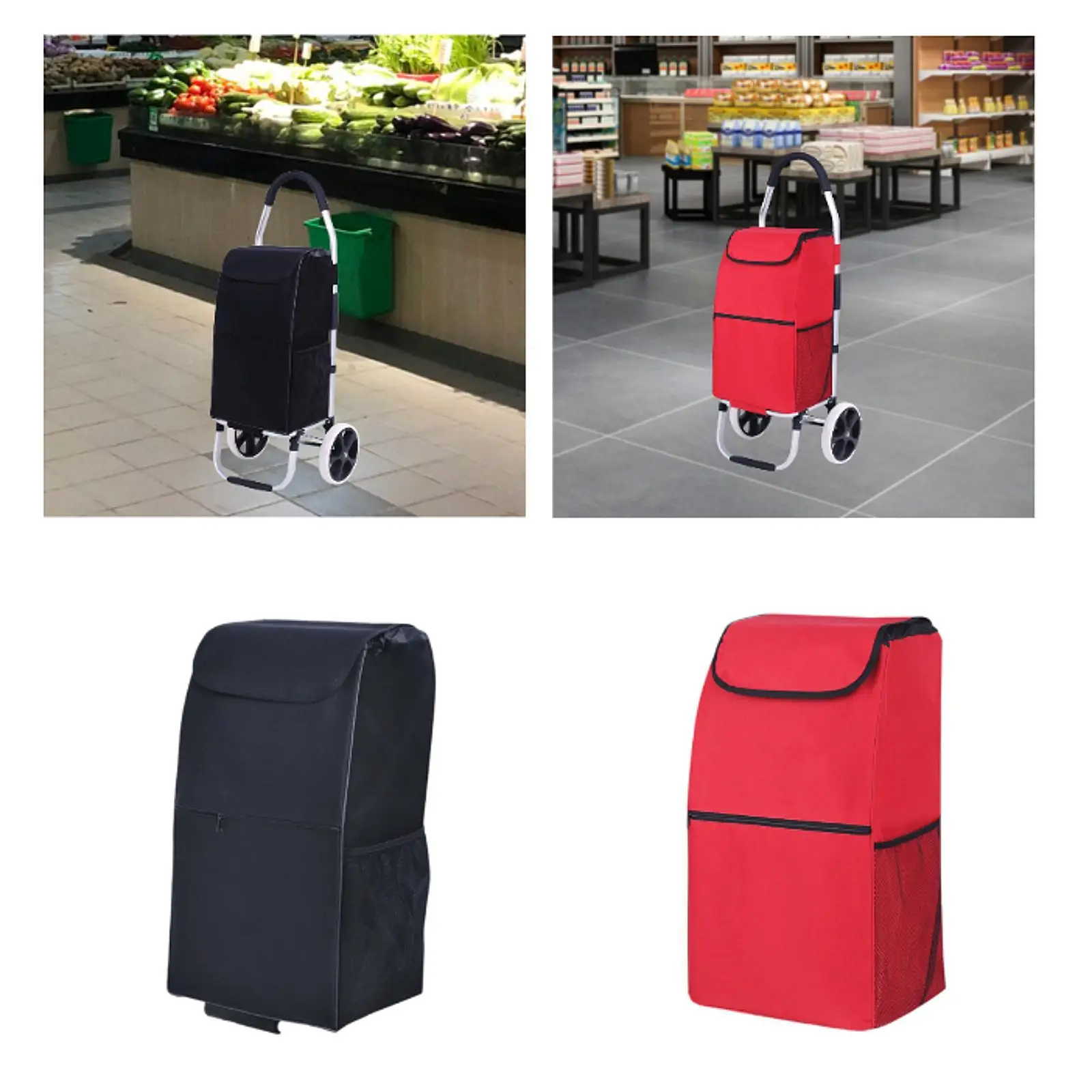 حقيبة عربة التسوق، حقيبة بديلة للرحلة، قابلة لإعادة الاستخدام، ملحقات عربة قابلة للطي، حقيبة احتياطية محمولة ذات سعة كبيرة من قماش أكسفورد