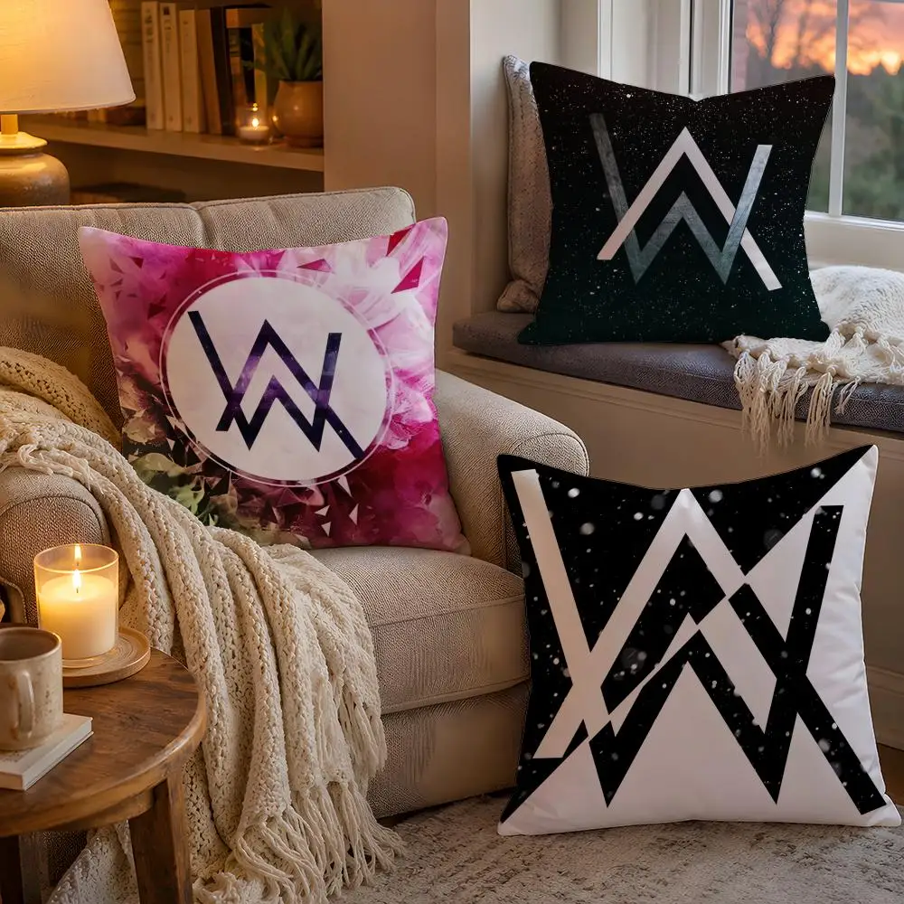 Popular Singer A-Alan Walker Cushion Cover Soft Plush Cushion Cover Double Print And Invisible Zipper For Sofa Home Car Use