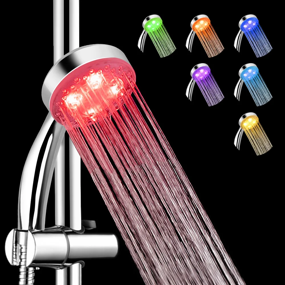 

Rainfall Top Spray 7 Colors Gradual Changing LED Shower Head No Batteries Square Fixed Showerhead 3 colors Temperature Sensor