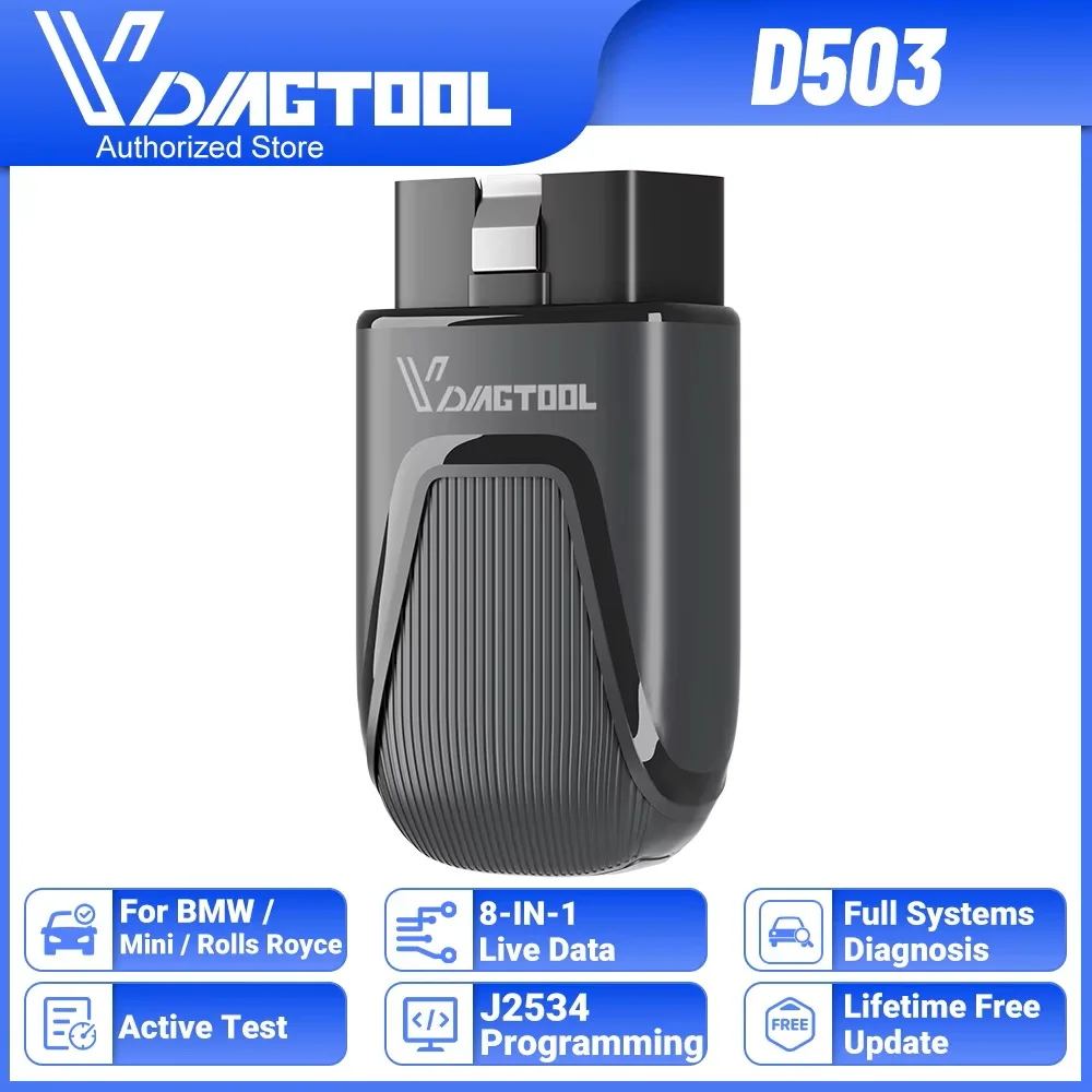 VDIAGTOOL D503 J2534 Programming Scanner Car Wireless Bluetooth Diagnostic Tool OBD2 Bidirectional Scan Tool Live Data CANFD FCA