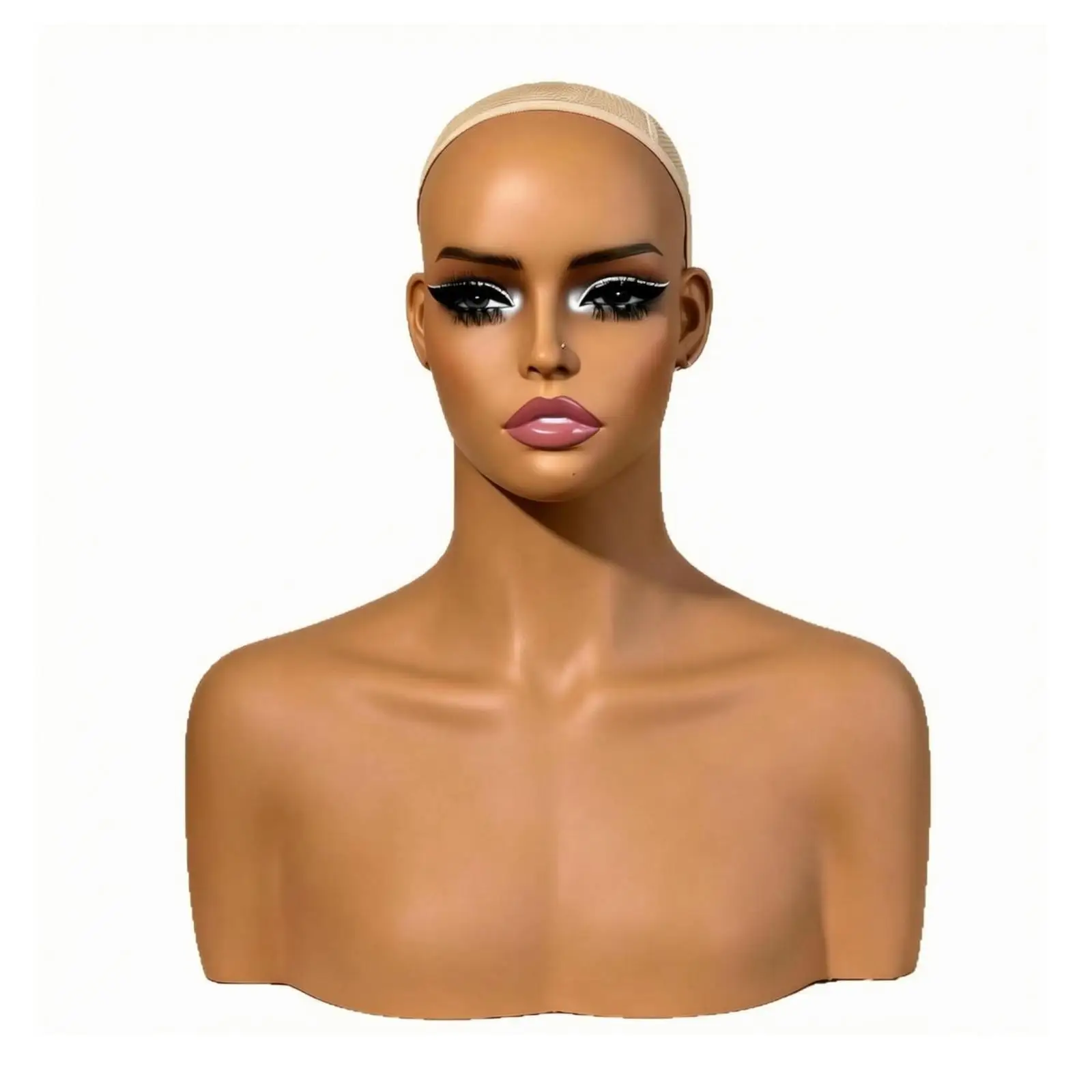 Mannequin Head with Shoulders Shoulder Figure Realistic Hairpiece Bust PVC