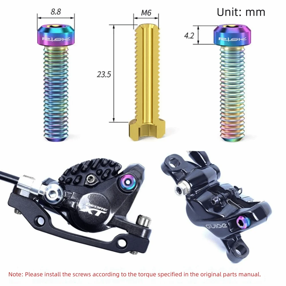 1 Set Titanium Alloy Bicycle Oil Disc Screws Multicolor Gold M4/M6/M8 Split Oil Tank Fixing Bolts Screw Retainer Pin