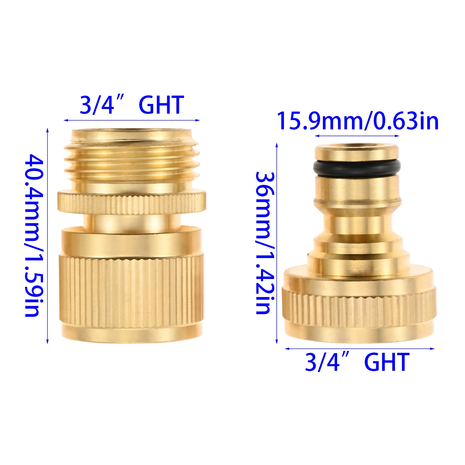 2x Messing Schlauchverbinder 3/4 Zoll GHT Auf 3/8 Zoll Barb – Inkl. 2 Schlauchschellen – Für Wasser, Gas & Öl