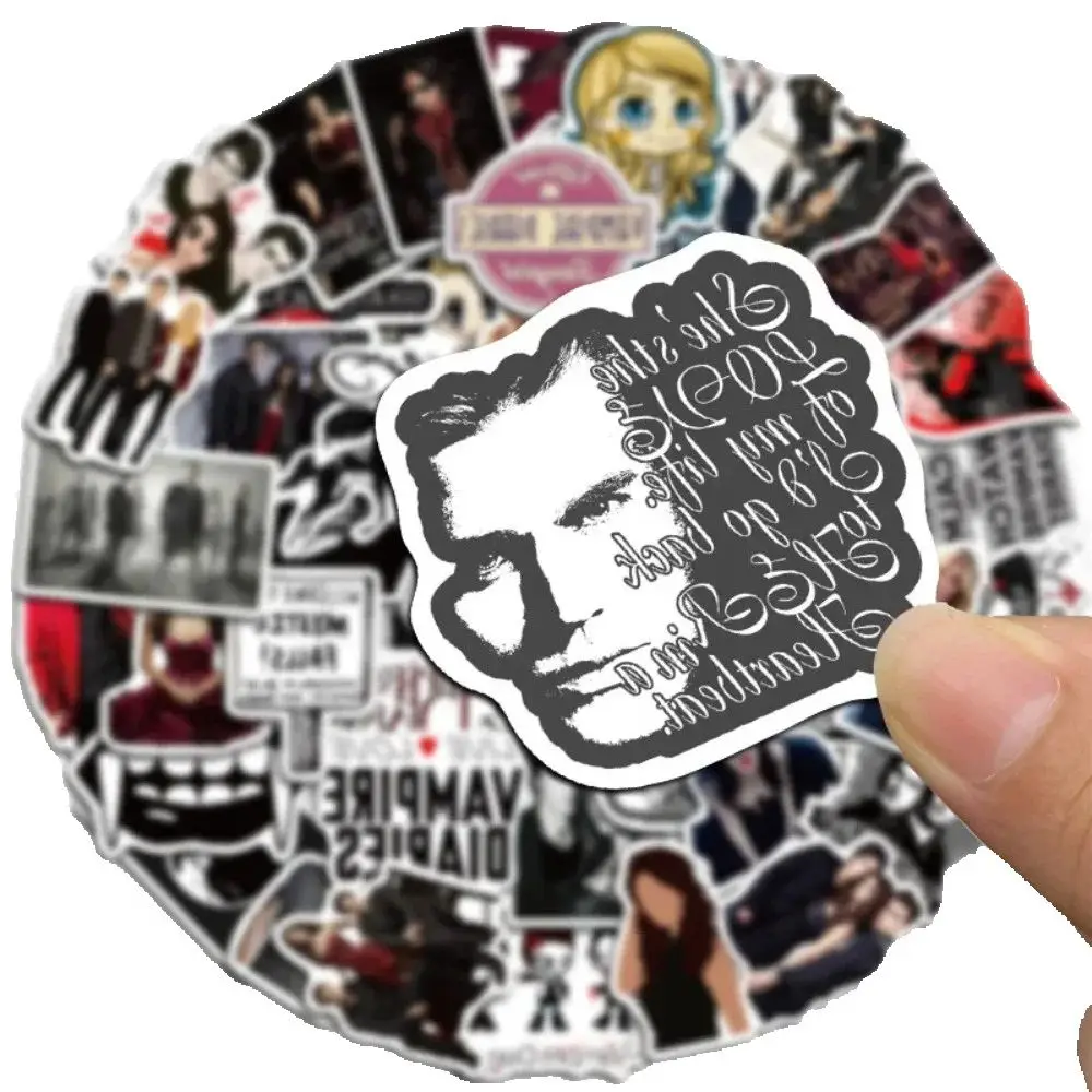 50 قطعة من ملصقات الكمبيوتر المحمول ذات المسلسل التلفزيوني الأمريكي الكلاسيكي لمصاصي الدماء والمذكرات #3
