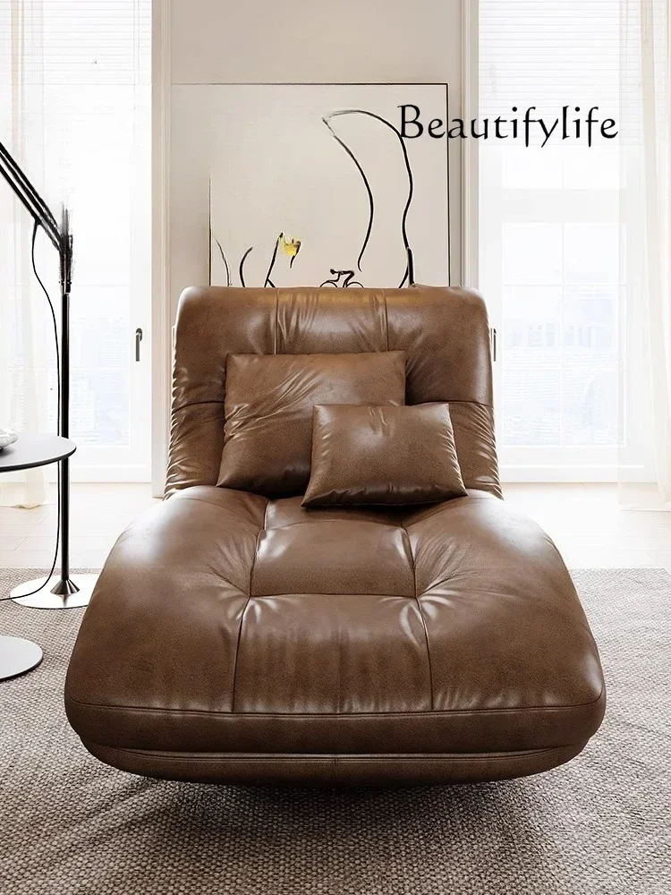 JJ Lazy sofa single recliner caramel color antique reclining sleeping balcony bedroom living room