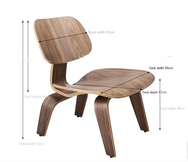 Molded Plywood Simple Leisure Chair Armchair Wood Legs Natural Living Room Century Wood Replica Accent Chairs Home Furniture