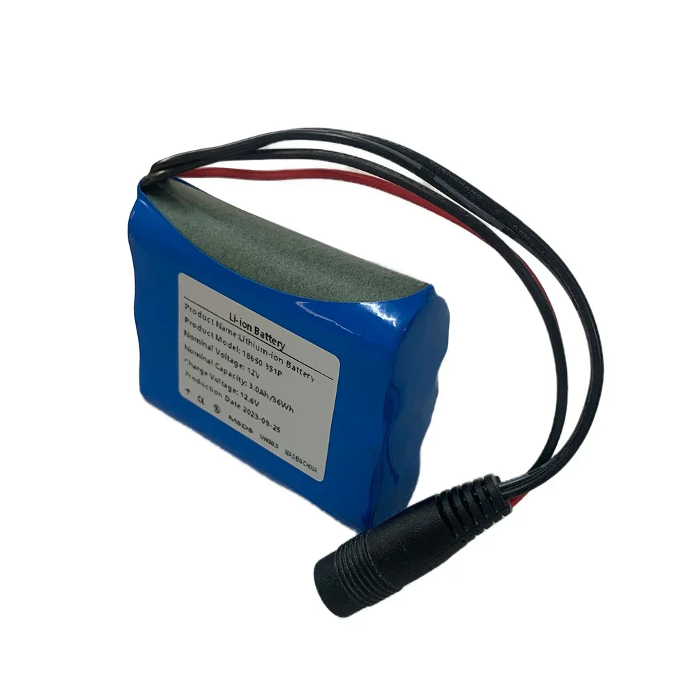 ก้อนแบตเตอรี่3S1P 12V 3000mAh 18650แบตเตอรี่ลิเธียมแบตเตอรี่โทรศัพท์12.6V + ที่ชาร์จ