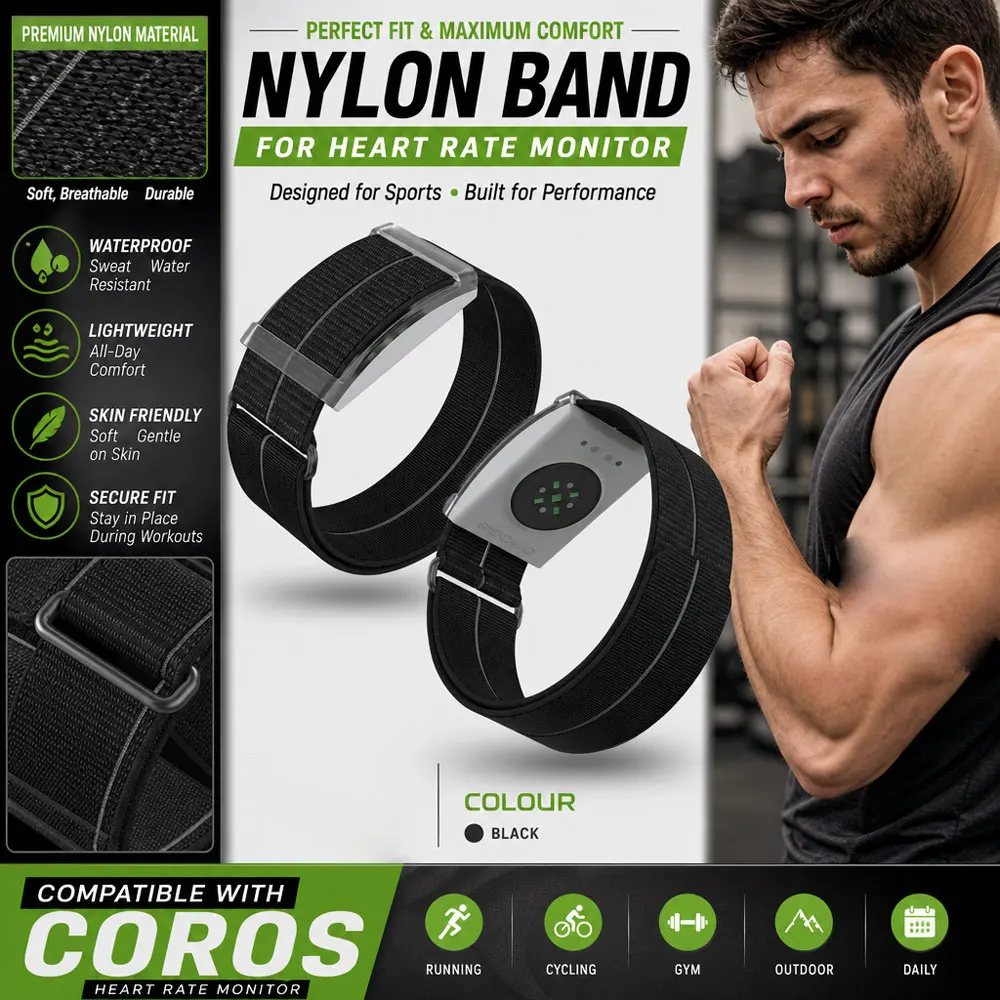 Durable Magic Buckle Nylon Strap for COROS Heart Rate Monitor Feather Weave Lightweight Band Sport Replacement Wristband Accs