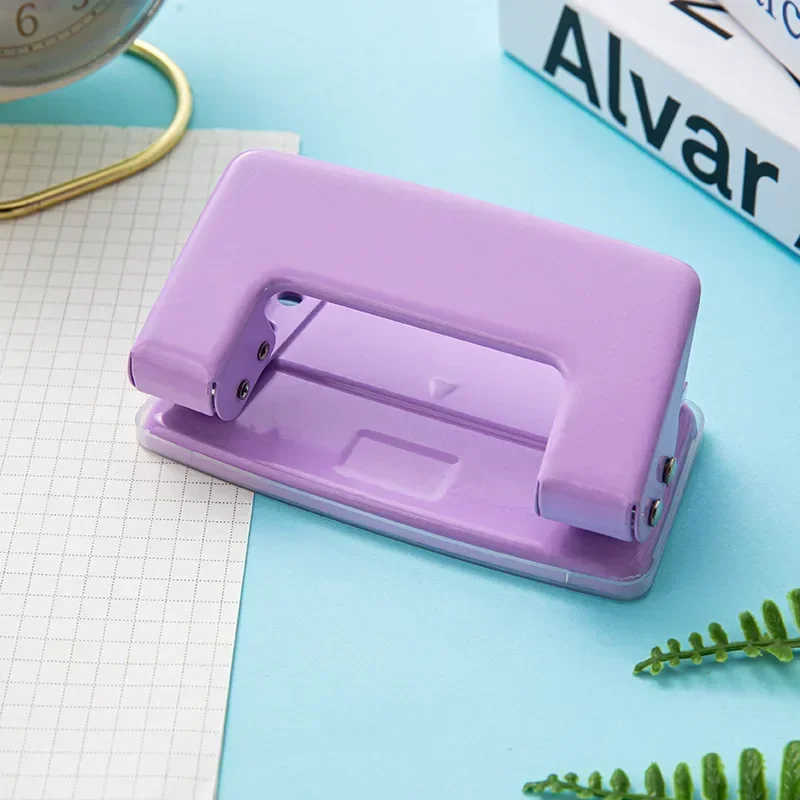 Mini 2-Hole Punching Machine DIY Hole Punching Detection Book Page Stitcher Office Stationery Macaron Color