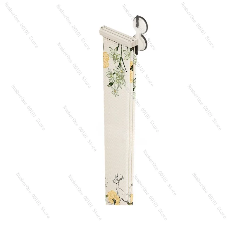 Waterproof Floral Bathroom Shower Curtain Suction Cup Foldable Invisible Partition No Drill Installation Dry Wet Separation for