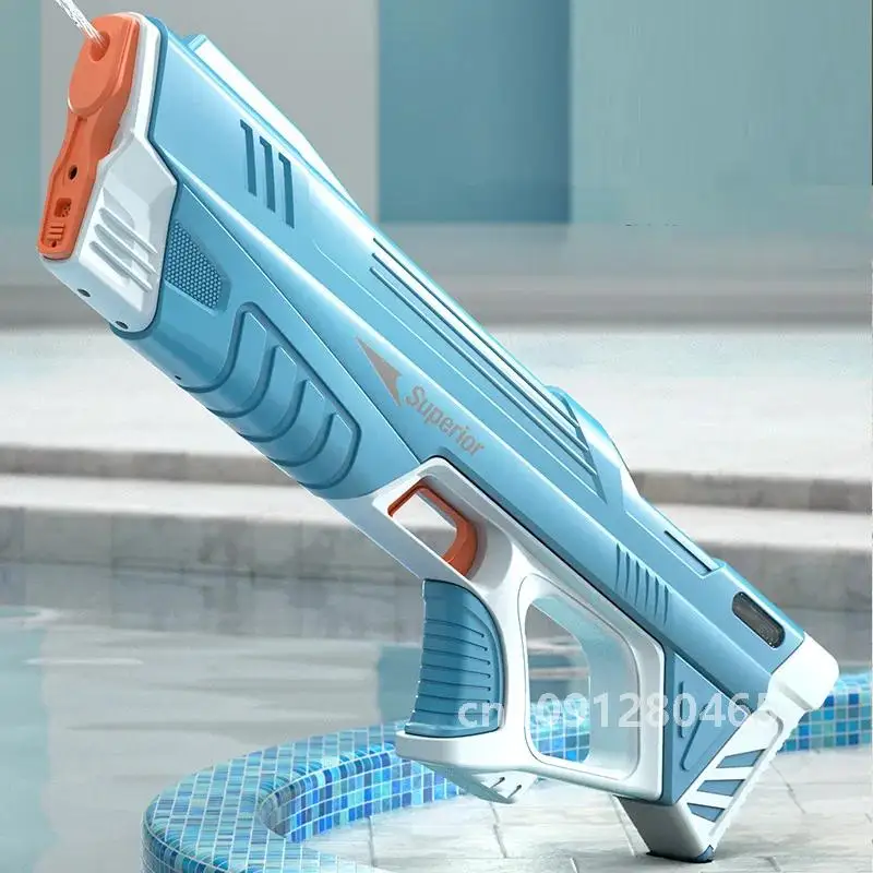 Pistola per stoccaggio dell'acqua automatica completamente elettrica da 43 cm, giocattoli portatili per bambini, spiaggia estiva, combattimento all'aperto, giocattoli fantasy per ragazzi, gioco per bambini