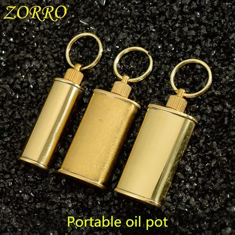 ZORRO Portable Oil Pot Brass Lighter Kerosene 11ml Sealed Key Chain Nostalgic Kerosene Storage Outdoor Special Gadgets For Men