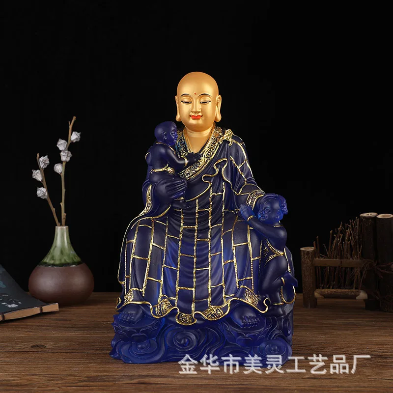 Origin Factory of the Water Glass Resin Baby Embracing Child Sitting Statue of the Bodhisattva King  Land of Sending Children