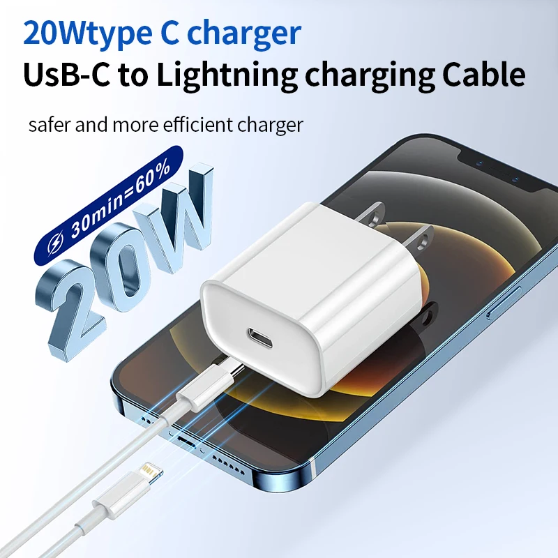 Original PD 20W Fast Charger For For iPhone 14 13 Pro Max 12 11 8 7 XR XS MAX iPad AirPods Quick Charger USB C Data Cord 1M 2M