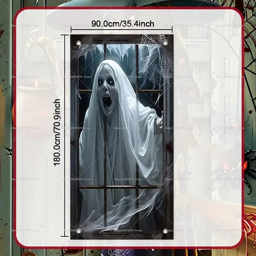 

Halloween Party Door Frame Banner Horror Ghost Female Nun Case For Spooky Farmhouse Porch Decoration Banner Background