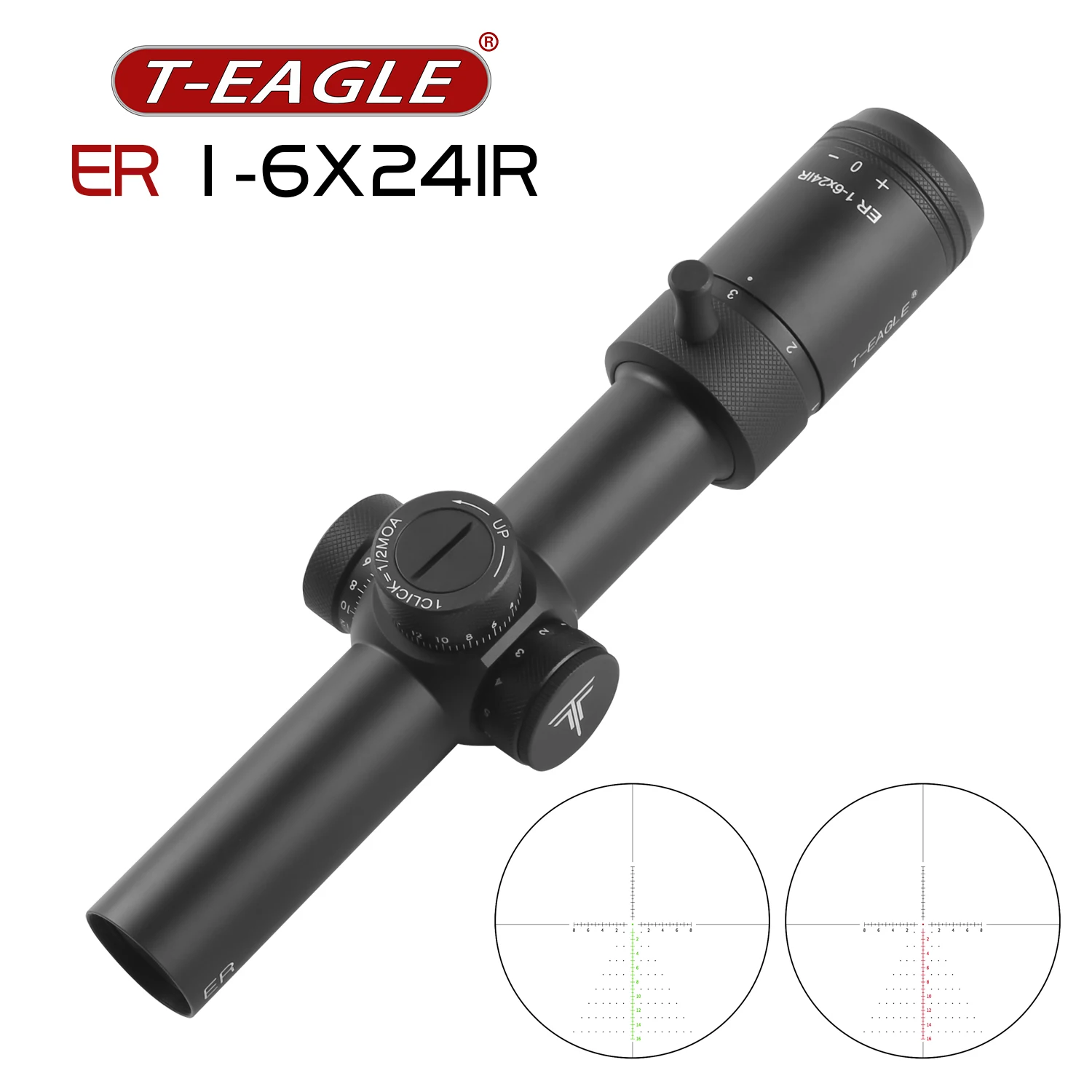 T-Eagle ER 1-6X24 ИК-прицел для охоты, тактический оптический коллиматор с креплениями для прицела, прицел, красный, зеленый, осветитель