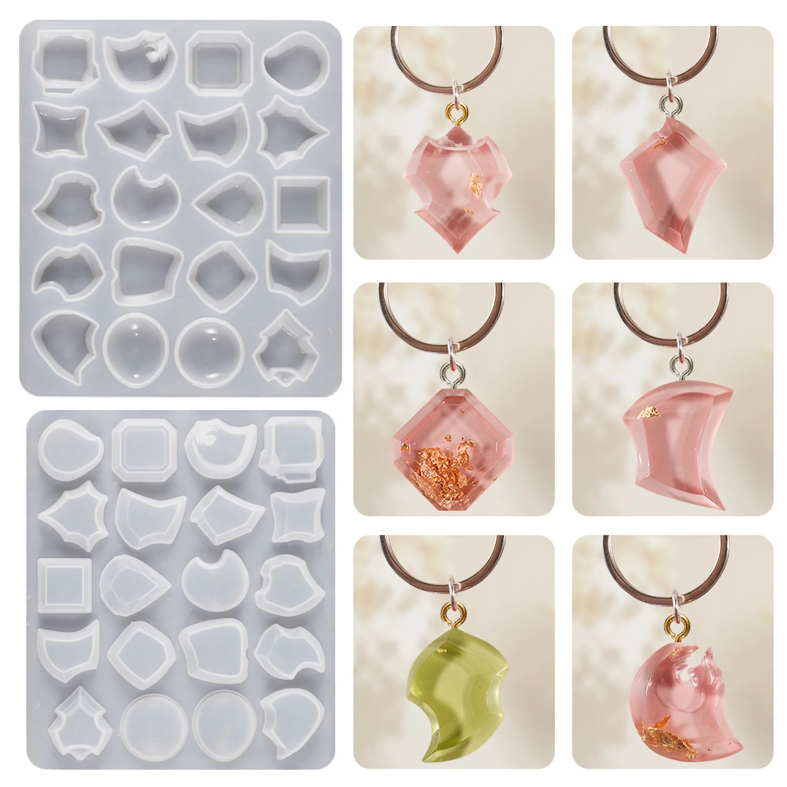 Diamond Pendant Silicone Mold Cutting Shape Type Epoxy Resin Mould Necklace Jewelry Tools Resin Mold DIY Jewelry Making